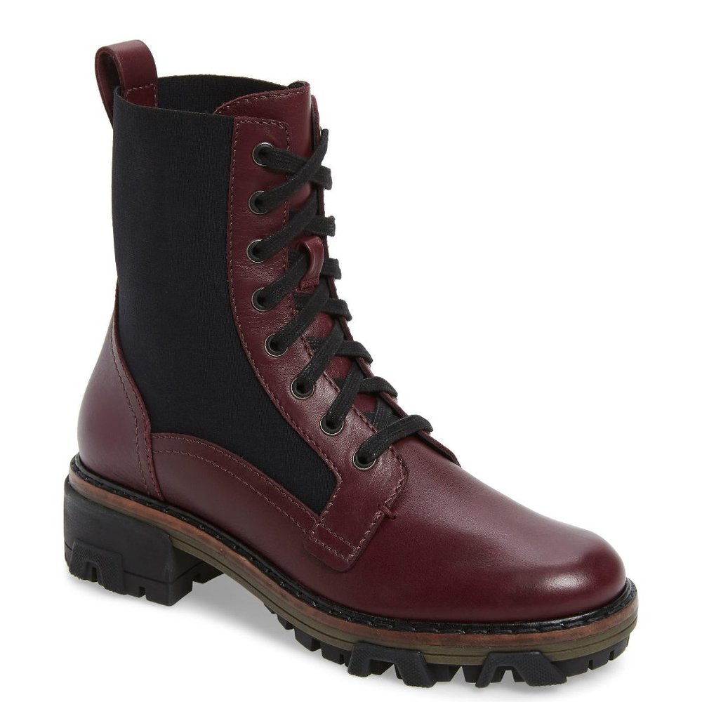 $600 RAG & BONE SHILOH GORED HIKER BOOT leather  burgundy 37 (JB21)